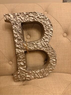 Metallic Silver Decorative Letter B Accent - Modern Home Accent